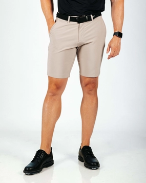 Men's Light Brown Golf Shorts QuickReleaseBuckle