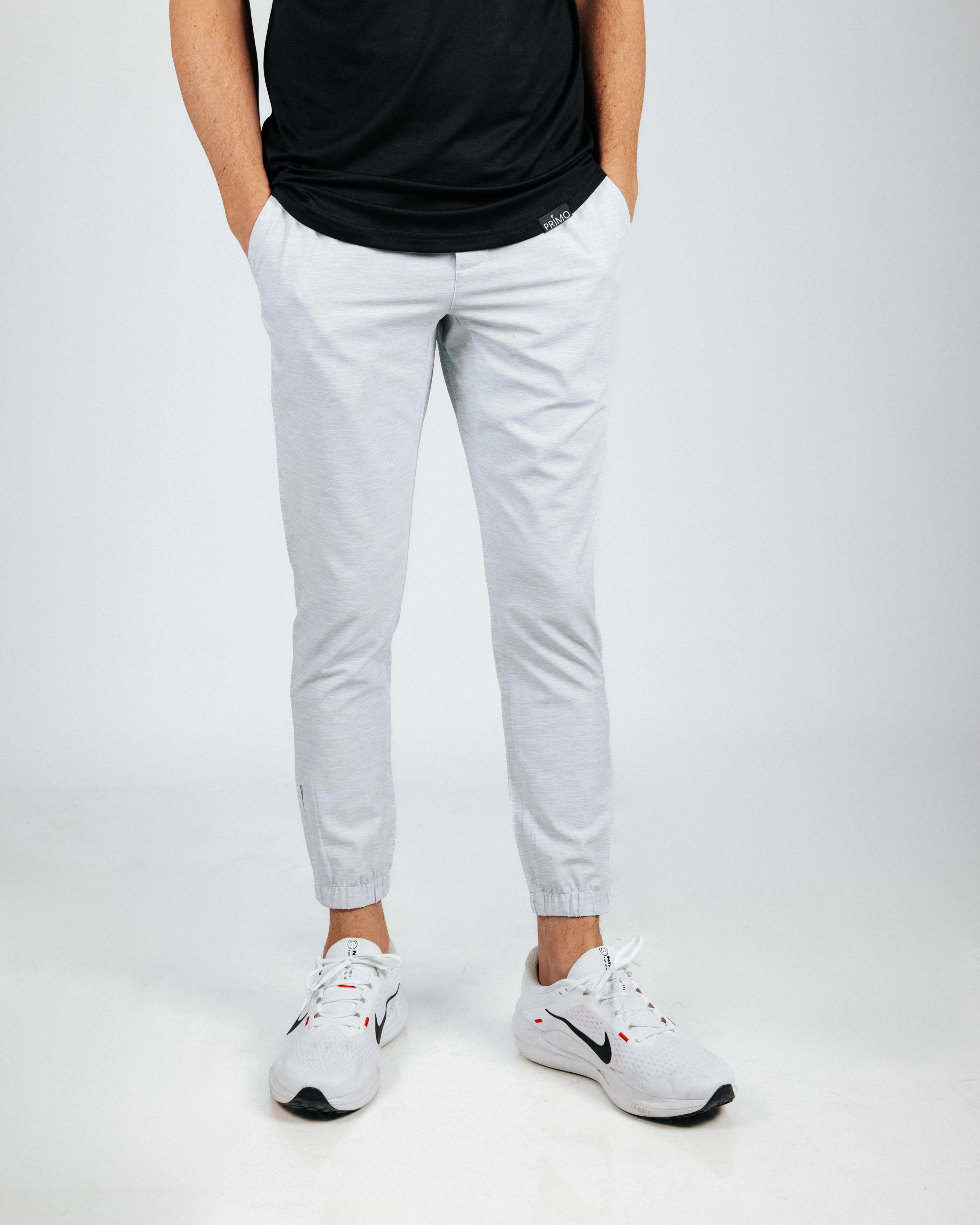 Low Rise Fit Reinforced Knees Men's Light Gray Active Jogger