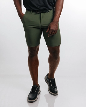 Men's Olive Golf Shorts Breathable mesh design Chic Appeal