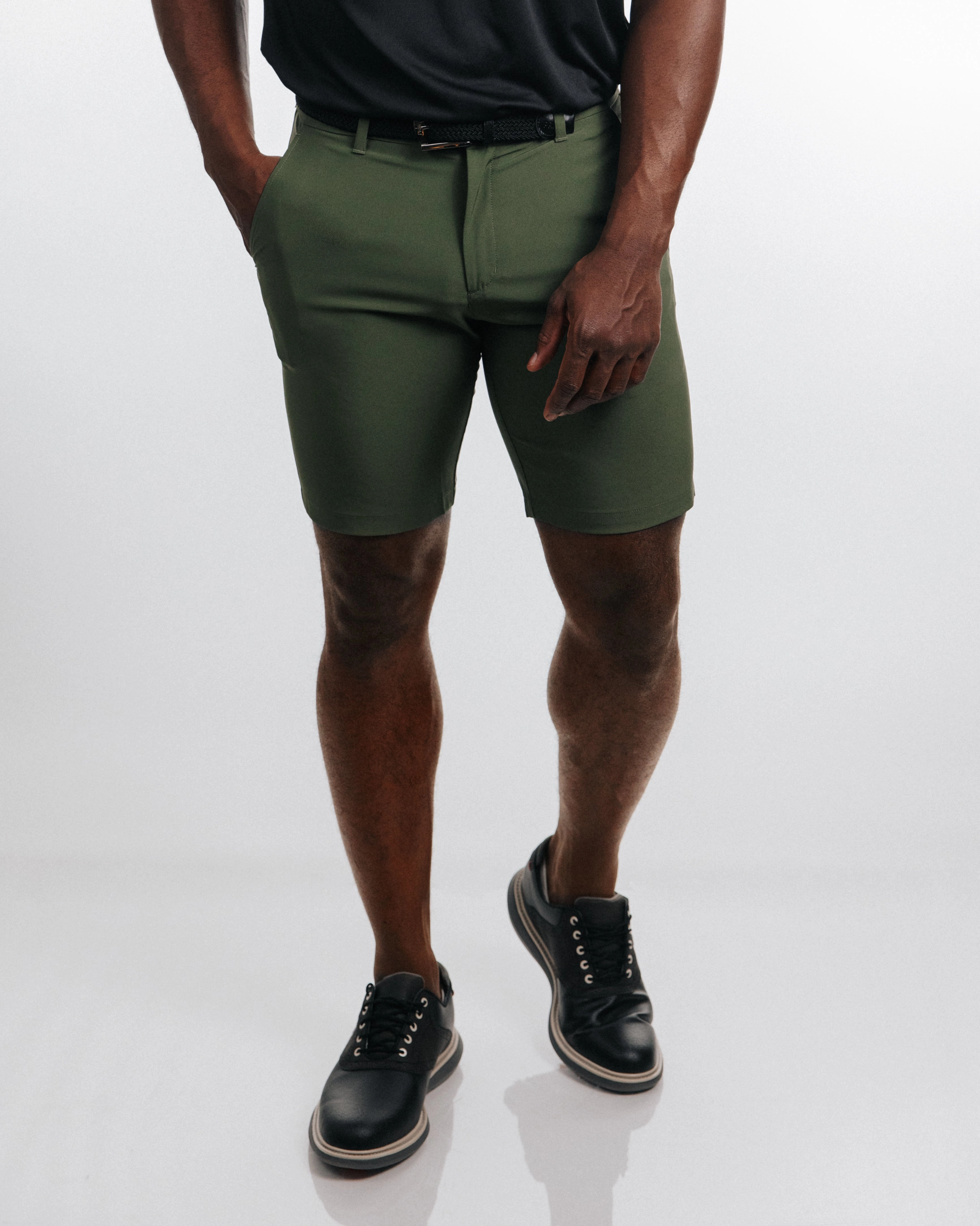 Men's Olive Golf Shorts Breathable mesh design Chic Appeal