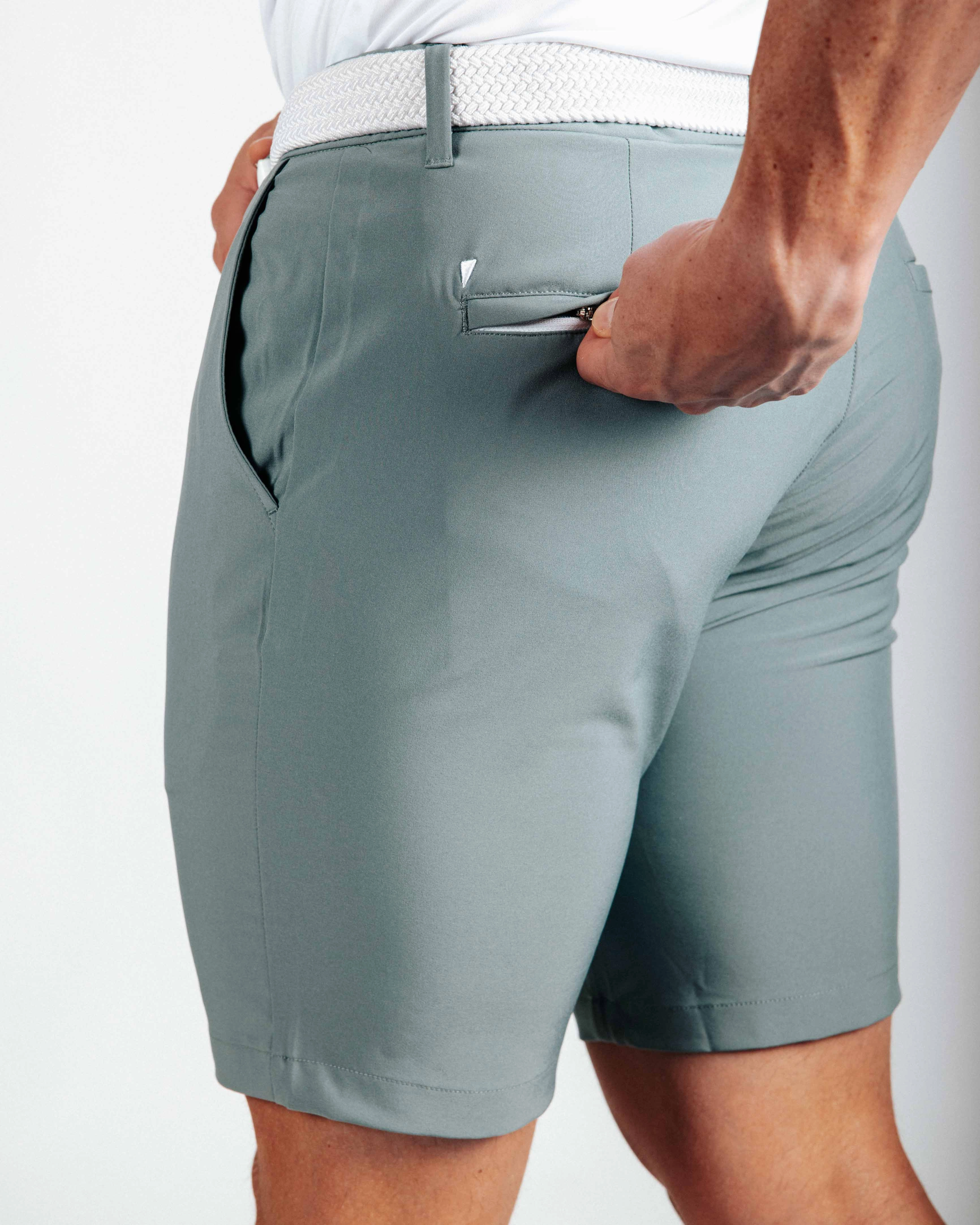 Men's Smoke Green Golf Shorts No Ride Fit