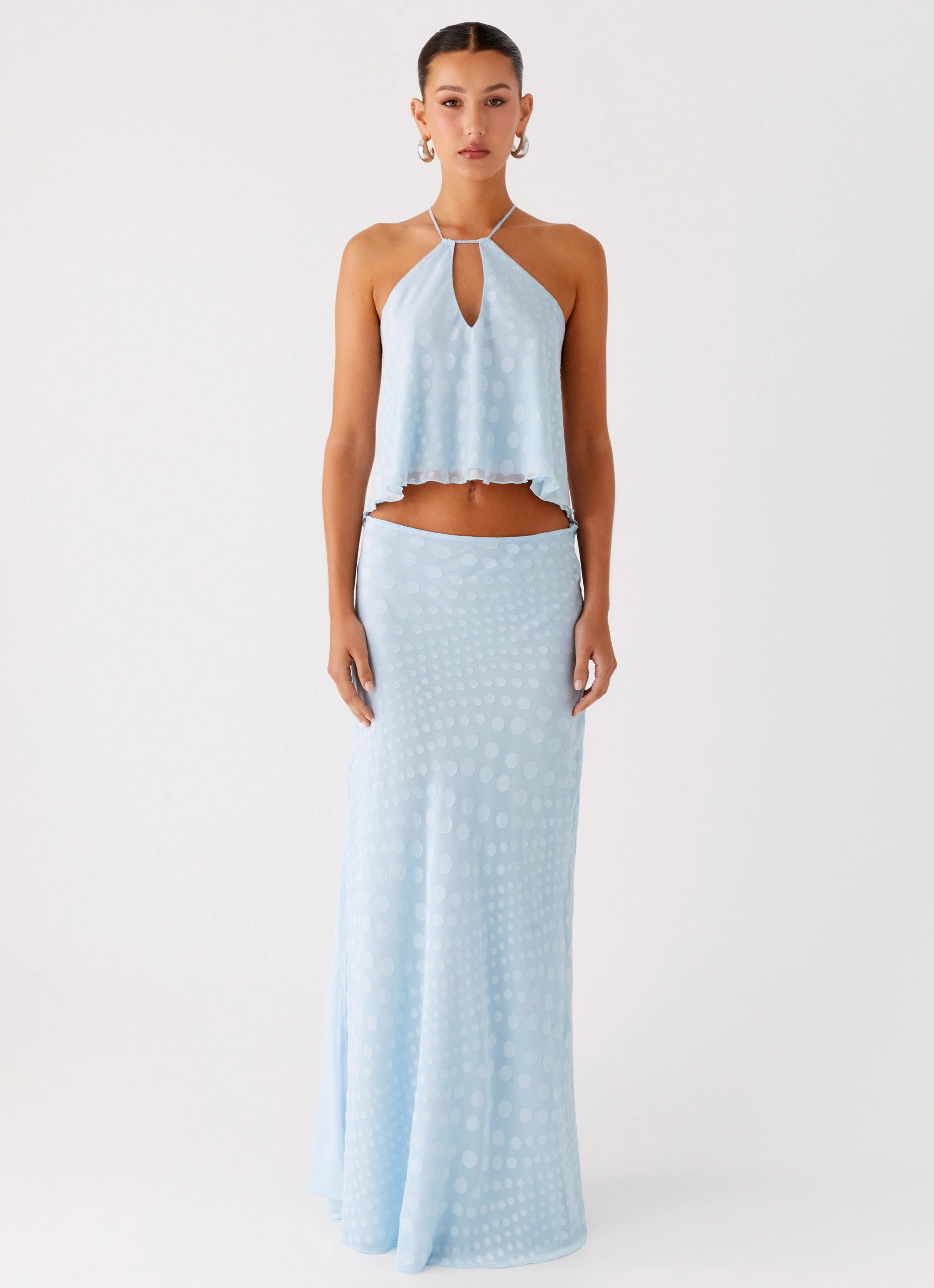 Unstructured Fit Mena Chiffon Spot Top - Blue
