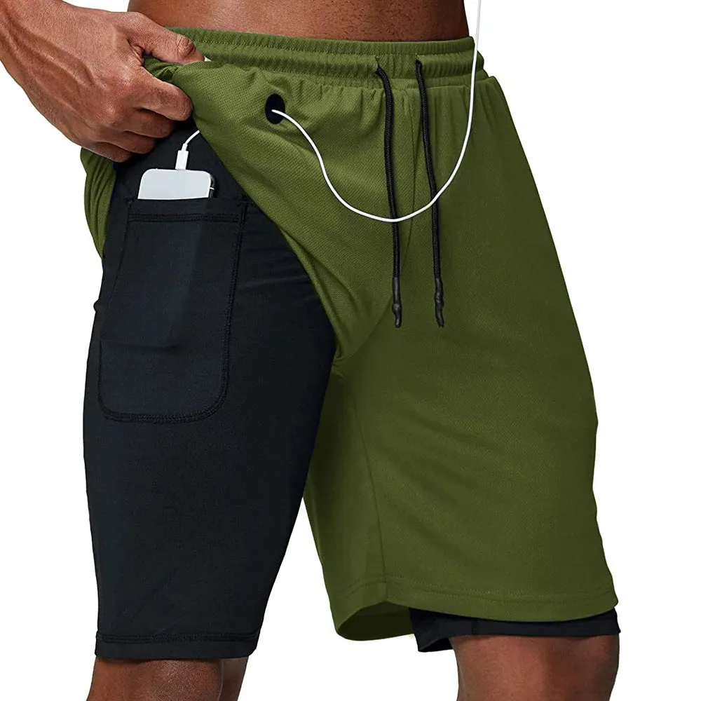 Men's 2-in-1 Quick Dry Running Gym Shorts