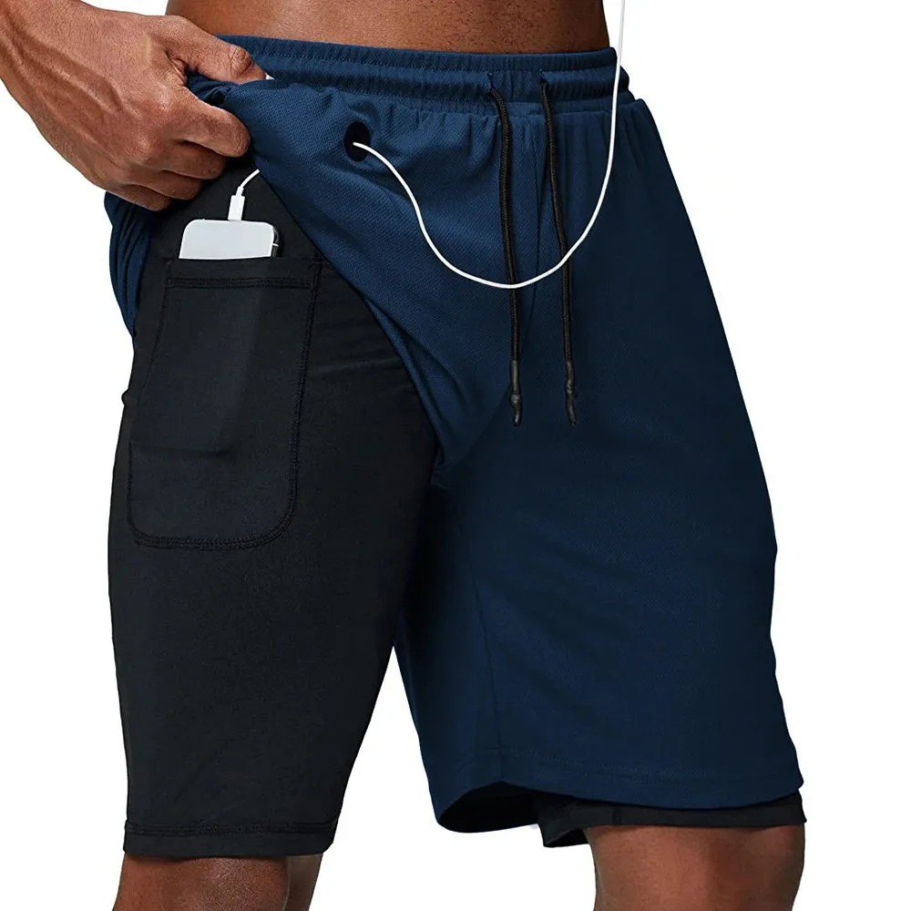 Men's 2-in-1 Quick Dry Running Gym Shorts