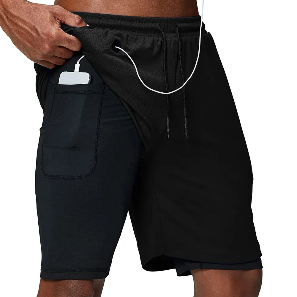 Men's 2-in-1 Quick Dry Running Gym Shorts