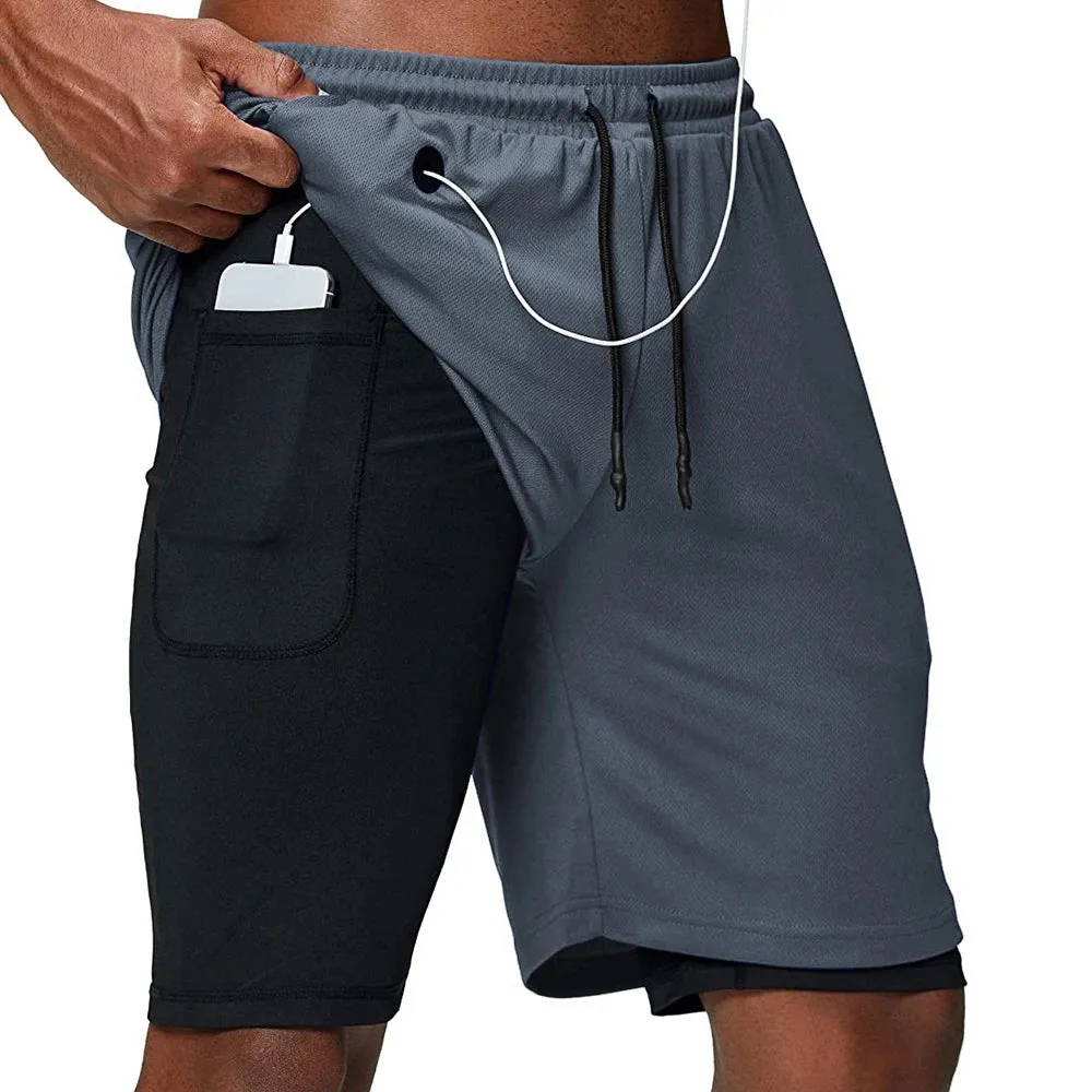 Men's 2-in-1 Quick Dry Running Gym Shorts