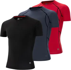 Men's 3-Pack Compression Shirts: Moisture-Wicking, Quick-Dry Baselayer for Gym & Running