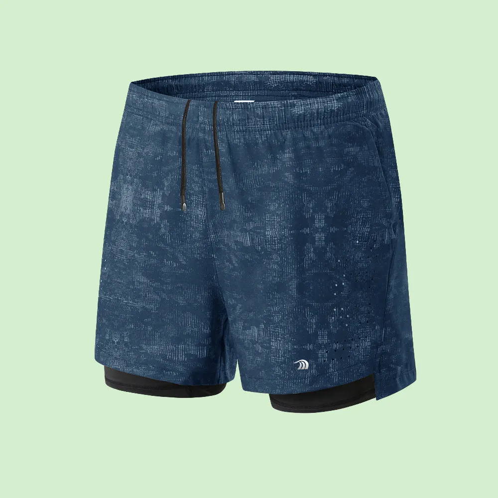 Men's Double Layer Printed Fitness Shorts