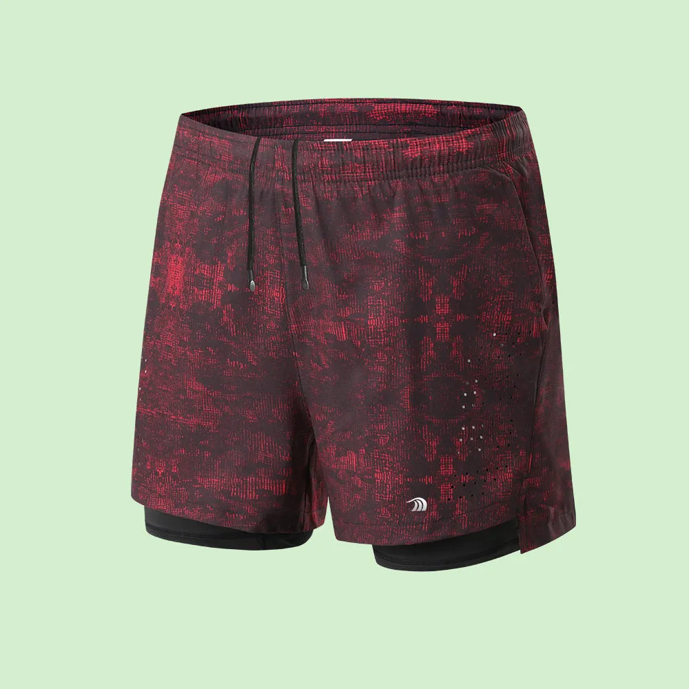 Men's Double Layer Printed Fitness Shorts