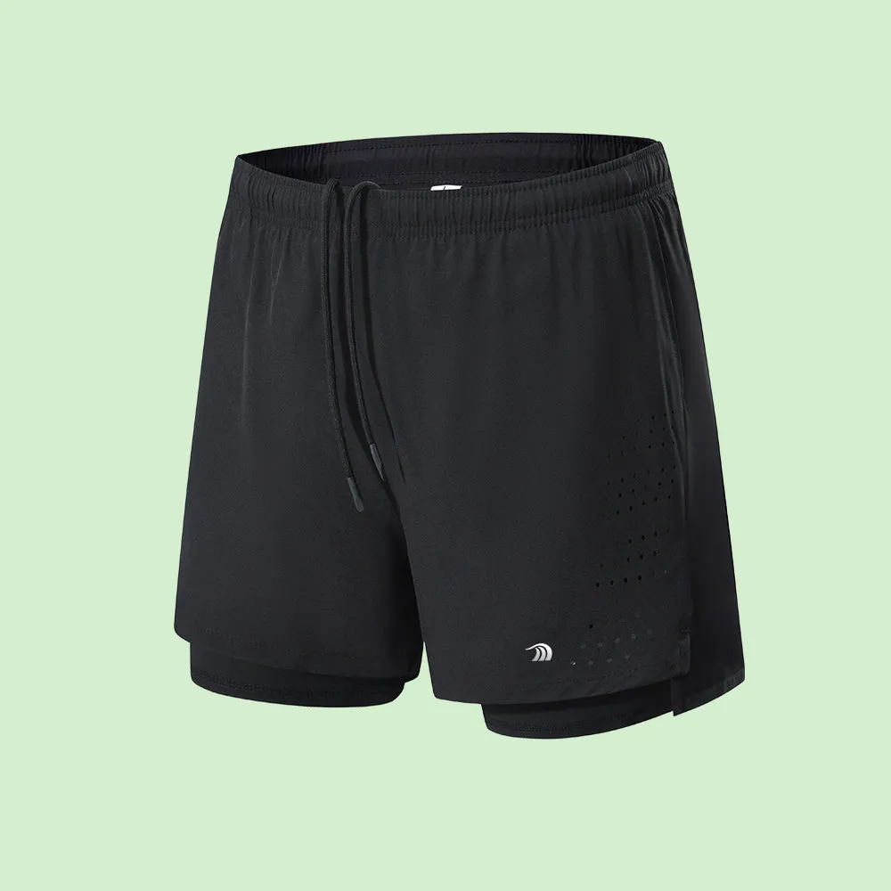 Men's Double Layer Printed Fitness Shorts