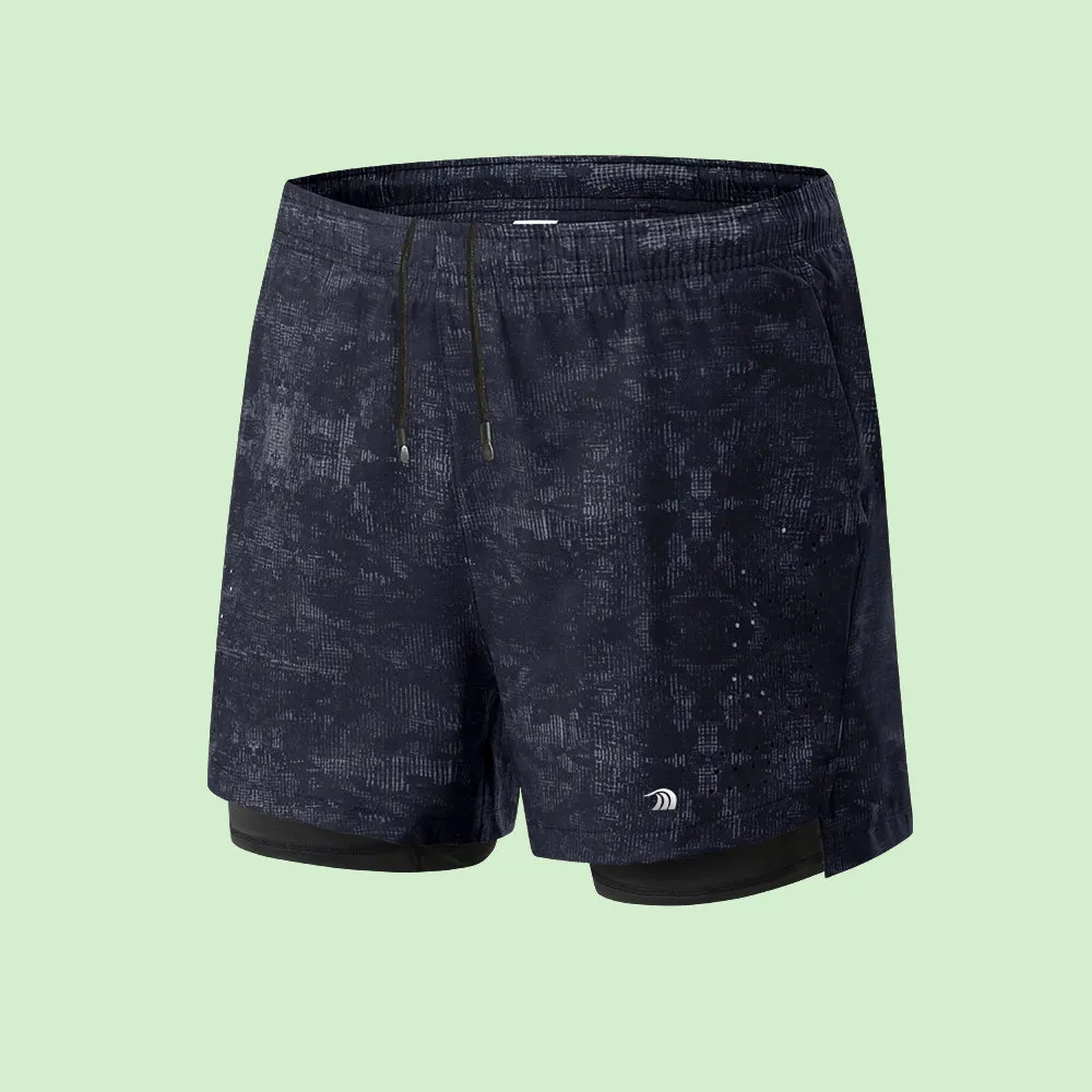 Men's Double Layer Printed Fitness Shorts