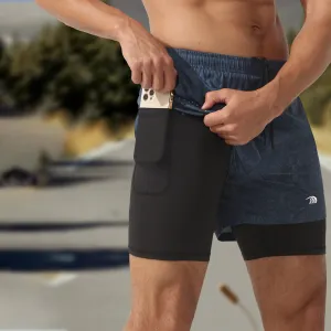 Men's Double Layer Printed Fitness Shorts