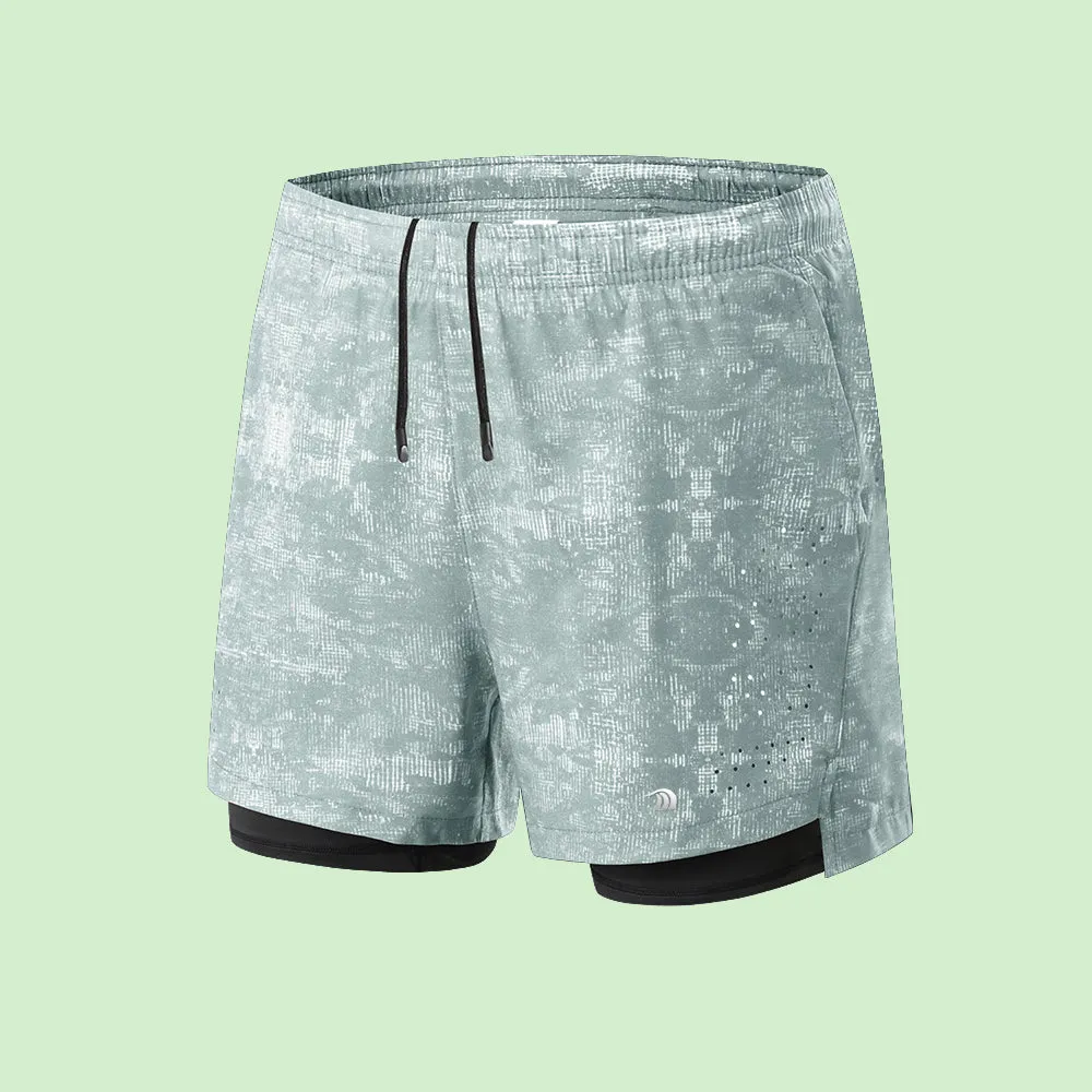 Men's Double Layer Printed Fitness Shorts