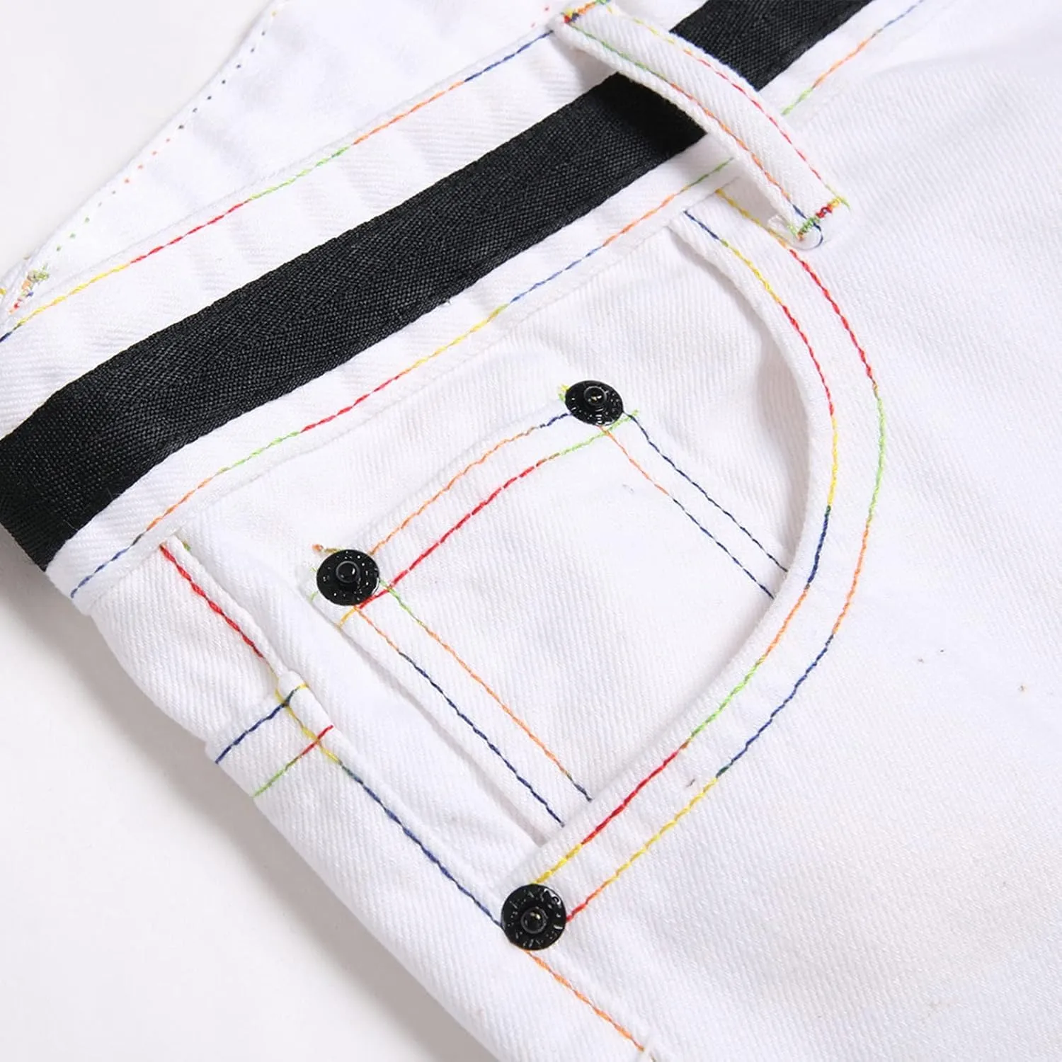 Mens Fashion Shorts Classic Fit Linen Stretchy Jeans with Hole Summer Color Block Distressed Stretchy Denim Short