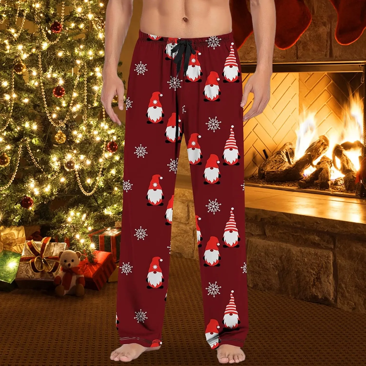 Men's Flannel Pajama Pant Pants Pajama Pants with Drawstring and Pockets Drawstring Elastic Waist Sleepwear