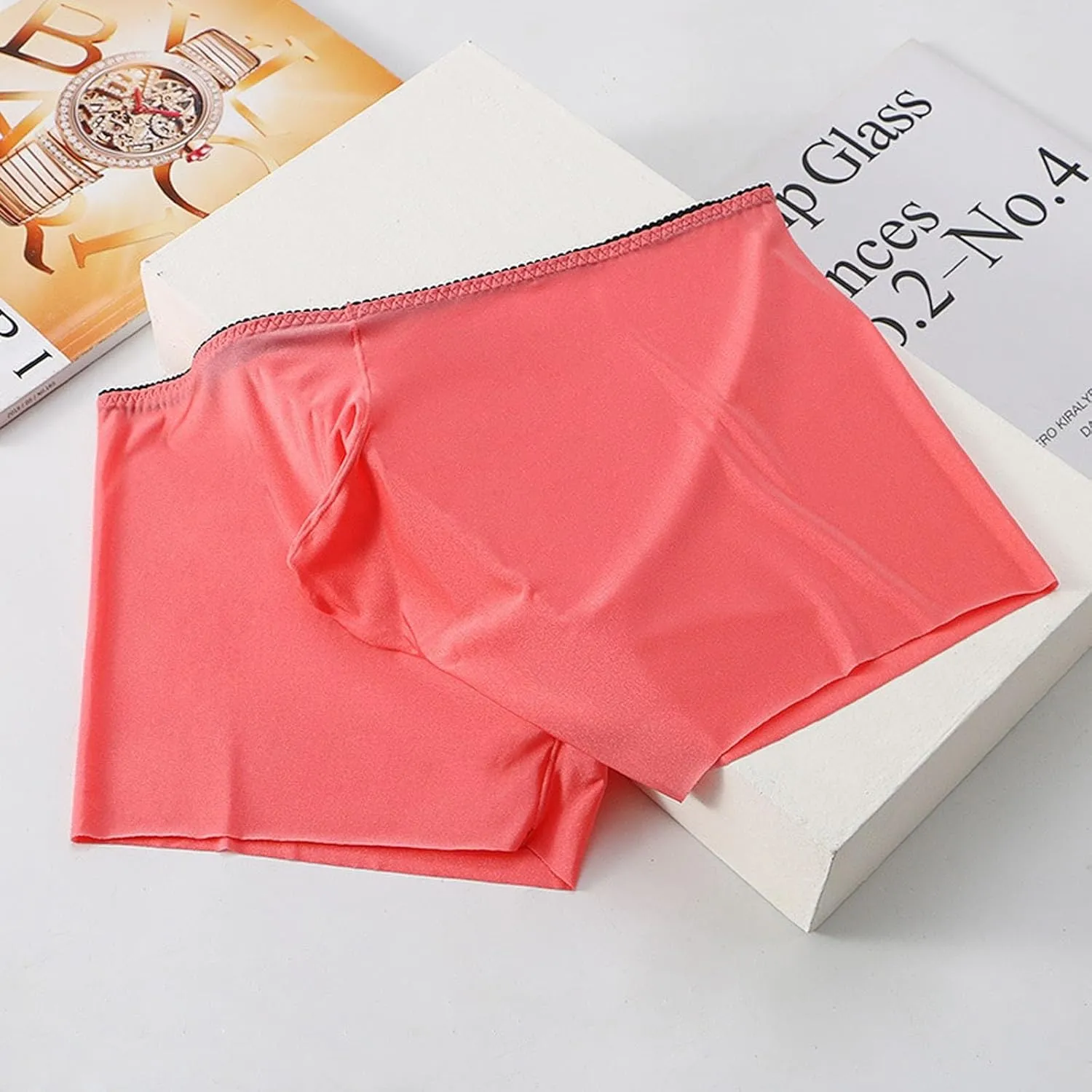 Mens Ice Silk Boxers Ultra-Thin Underwear Breathable Seamless Comfortable Boxer Briefs, Stretchy & Breathable