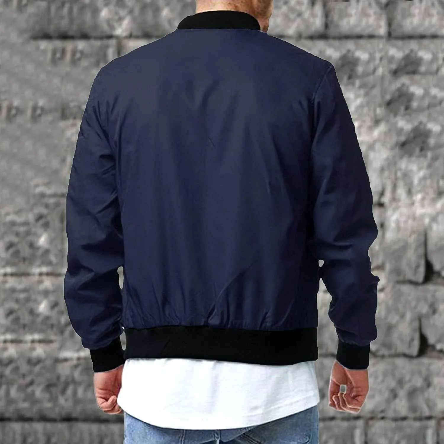 Men's Lightweight Bomber Jacket Causal Varsity Flight Windbreaker Track Jacket
