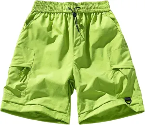Men's Linen Shorts Athletic Hiking Water Resistant Quick-Dry Lightweight Outdoor Sweat Shorts with Pockets
