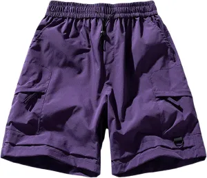 Men's Linen Shorts Athletic Hiking Water Resistant Quick-Dry Lightweight Outdoor Sweat Shorts with Pockets