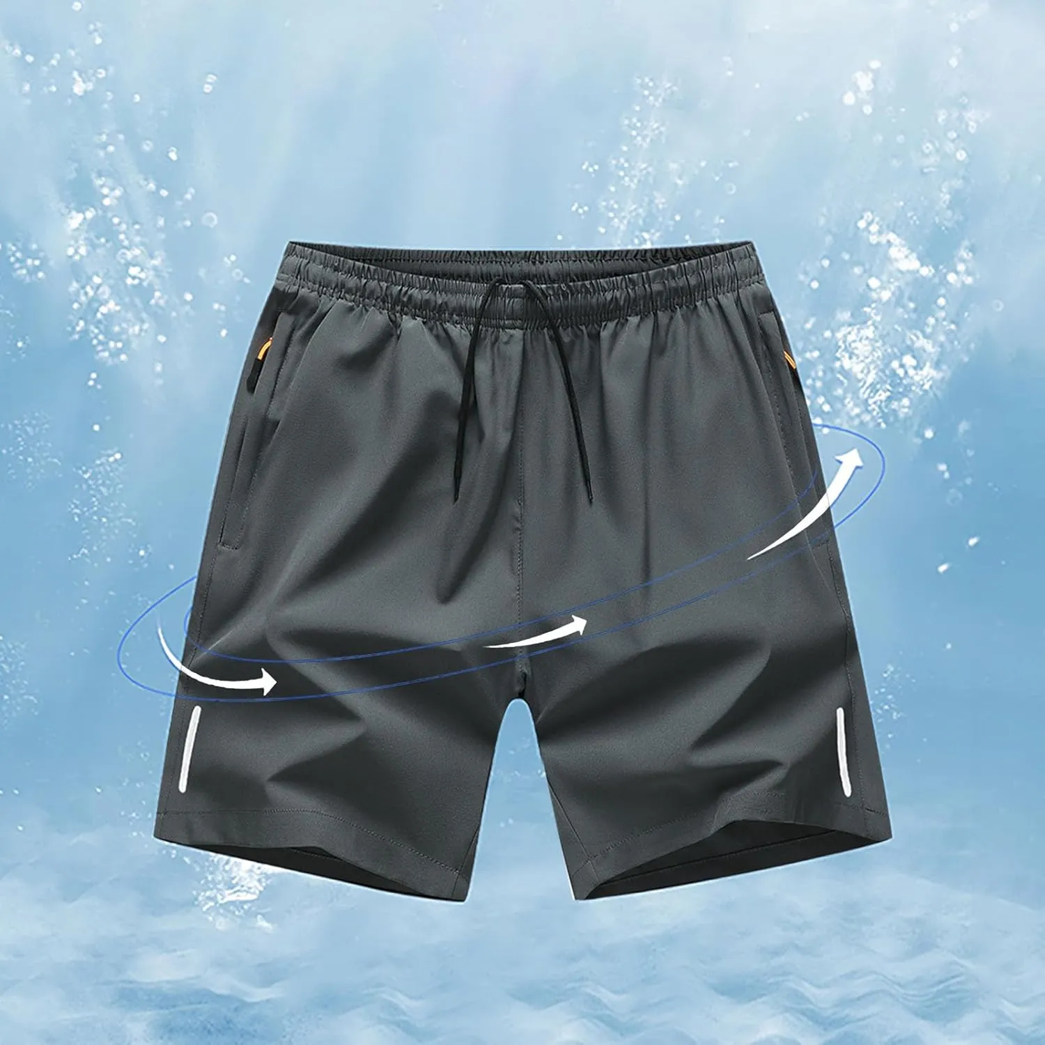 Men's Loose Athletic Shorts with Zipper Pockets Summer Quick Dry Running Workout Shorts Casual Gym Training Pants