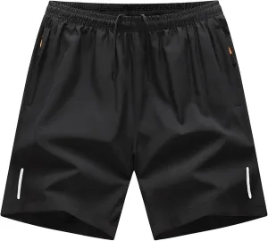 Men's Loose Athletic Shorts with Zipper Pockets Summer Quick Dry Running Workout Shorts Casual Gym Training Pants