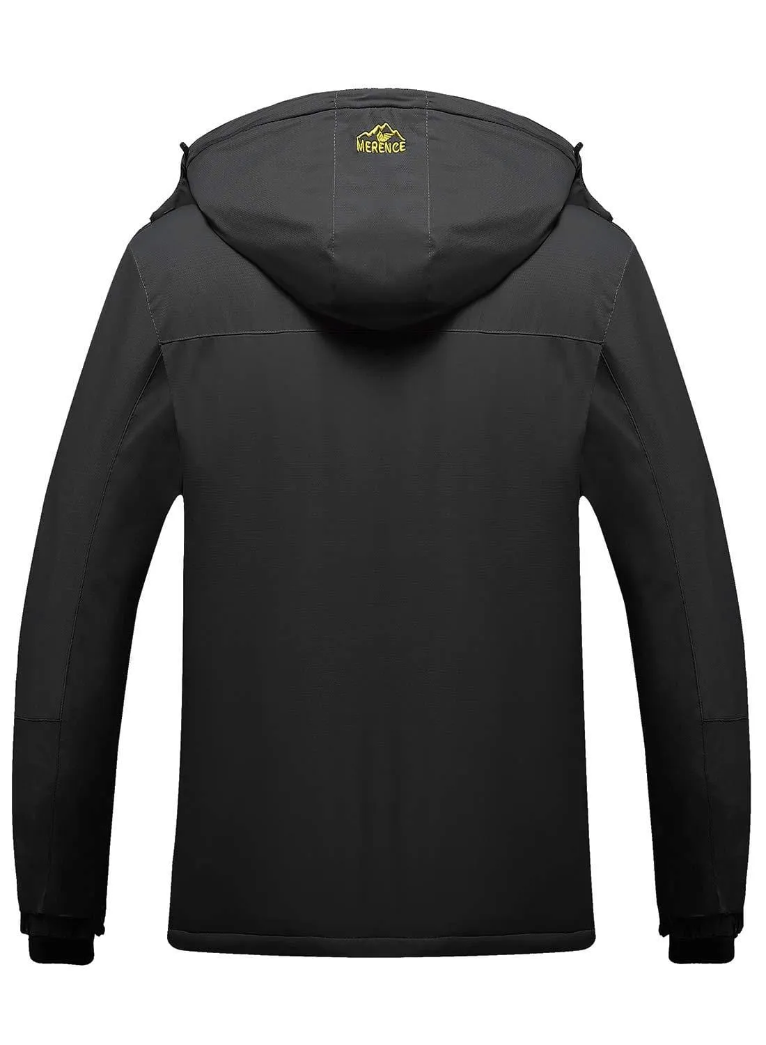 Men's Mountain Waterproof Ski Jacket Windproof Rain Jacket U619WCFY028,Black,L