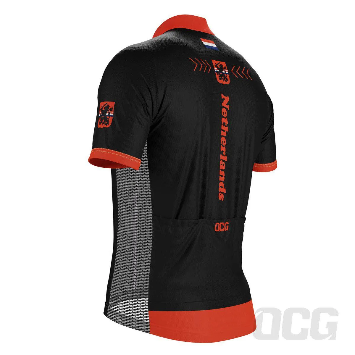 Men's Netherlands Dutch Arrow National Flag Short Sleeve Cycling Jersey