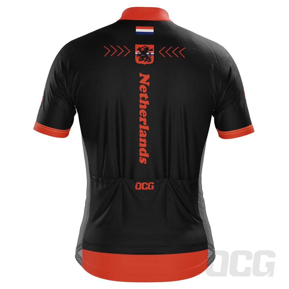 Men's Netherlands Dutch Arrow National Flag Short Sleeve Cycling Jersey