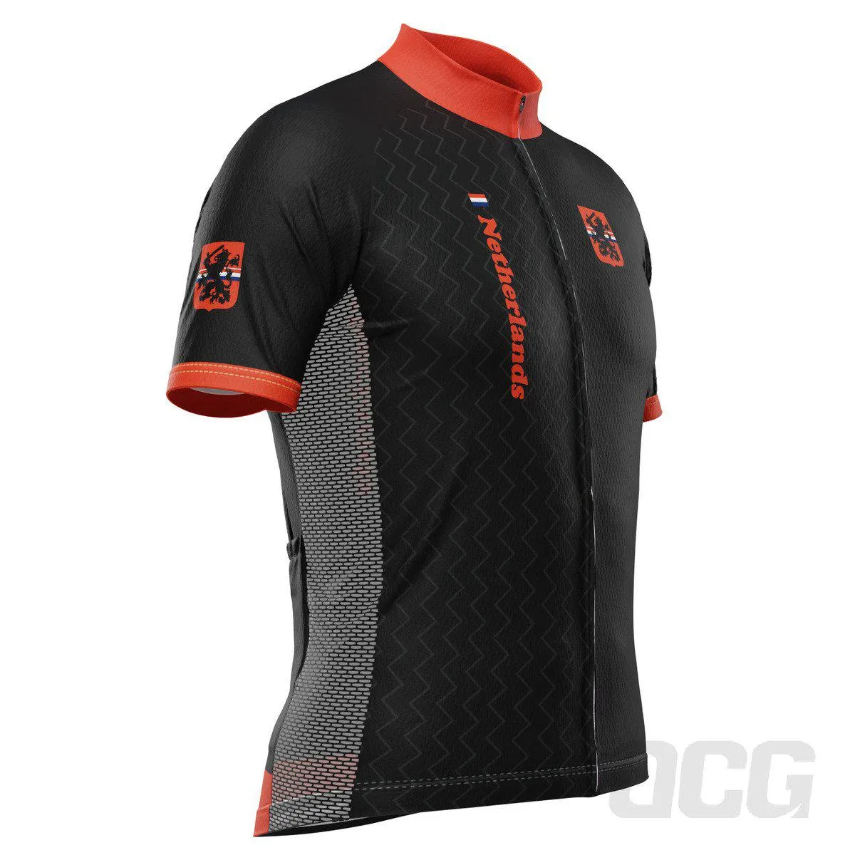 Men's Netherlands Dutch Arrow National Flag Short Sleeve Cycling Jersey