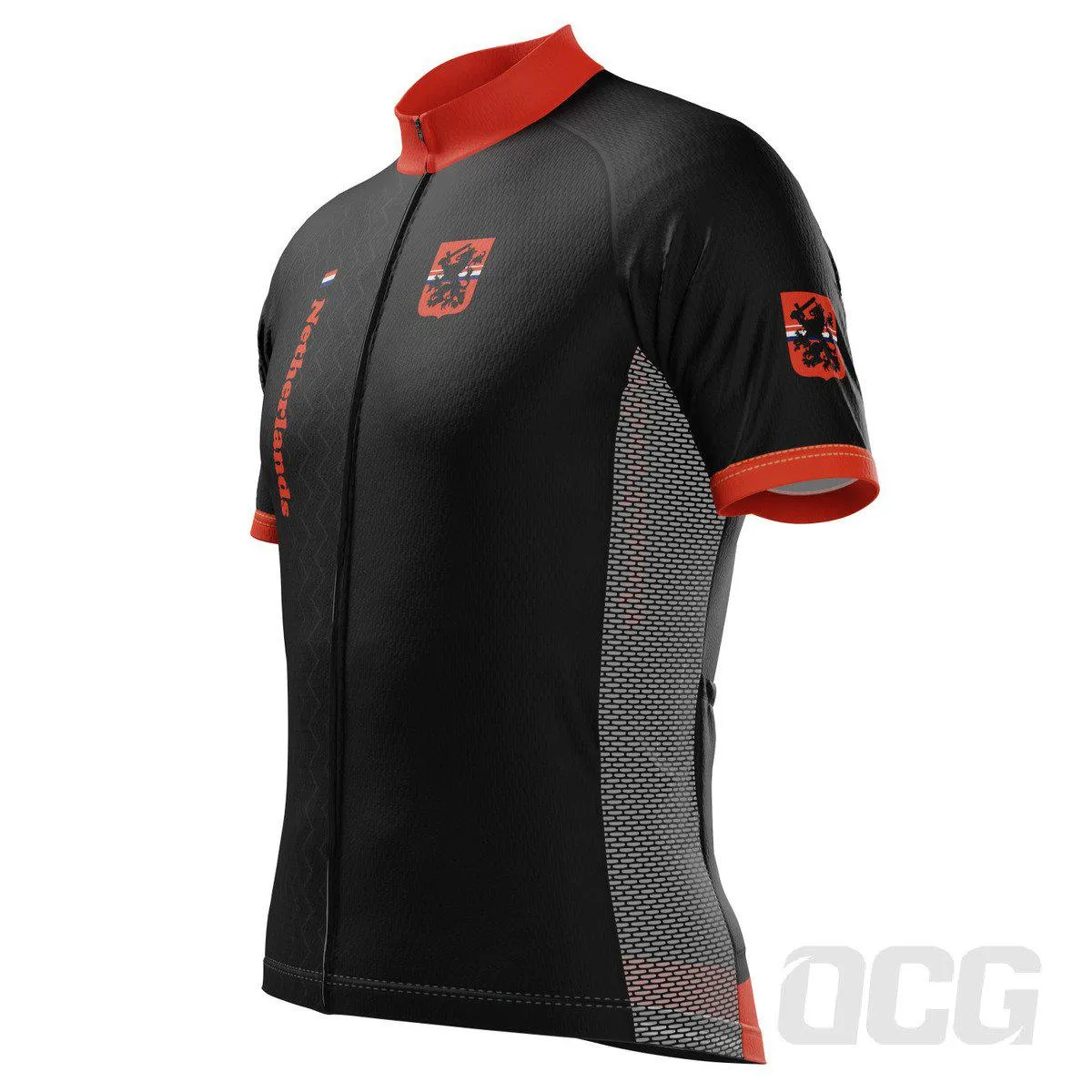 Men's Netherlands Dutch Arrow National Flag Short Sleeve Cycling Jersey
