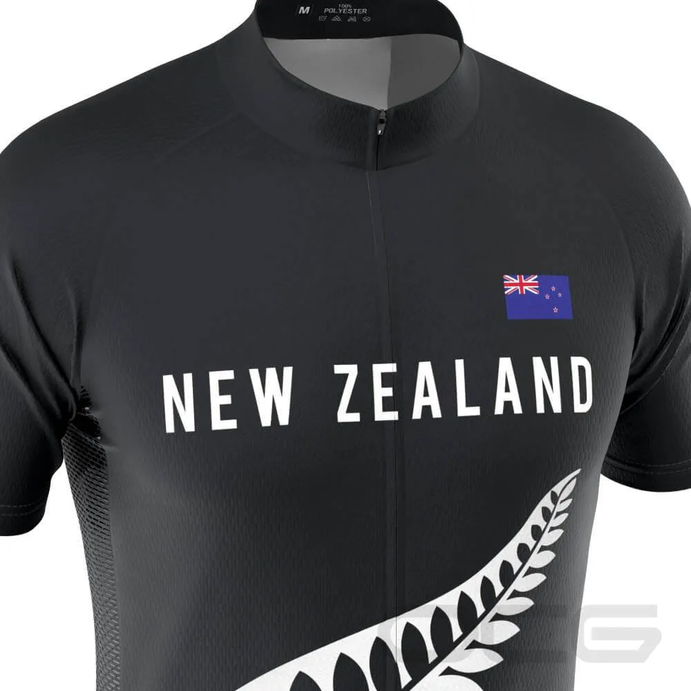 Men's New Zealand Silver Fern National Flag Short Sleeve Cycling Jersey