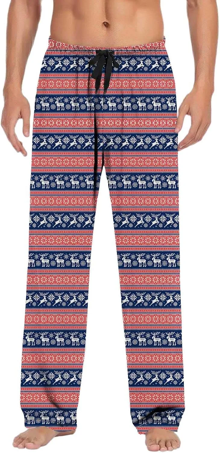 Mens Pajama Bottoms Pants with Drawstring and Pockets Lounge Pants Men Couples Christmas Pajamas Mens Pj Family