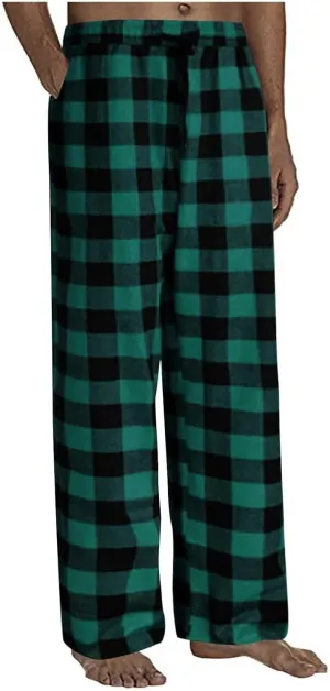Mens Pajama Pants 2024 Mens Heavyweight Flannel Plaid Pajama Pants Cotton Sleep Lounge Pant Purple Pajama Pants