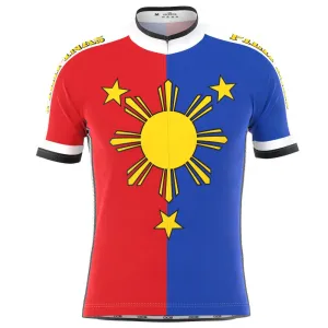 Men's Pilipinas Philippines National Flag Short Sleeve Cycling Jersey