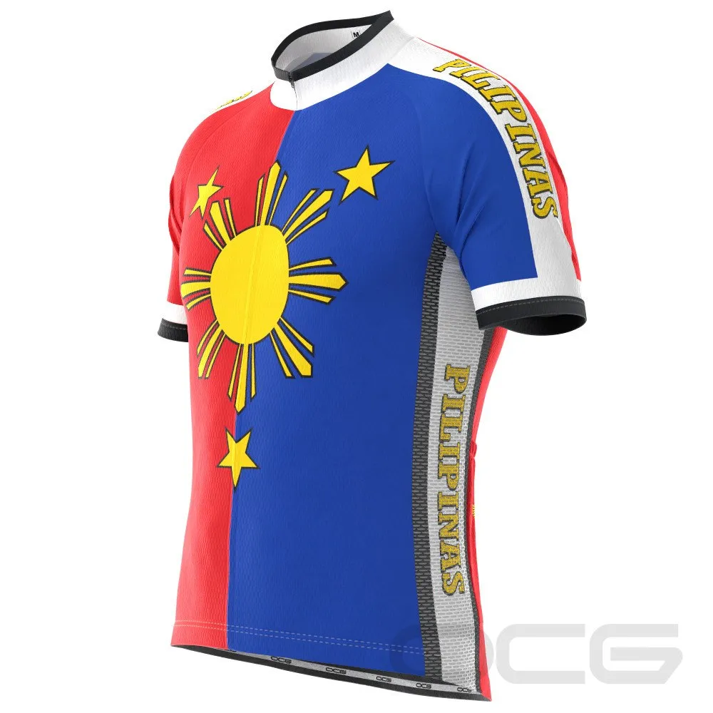 Men's Pilipinas Philippines National Flag Short Sleeve Cycling Jersey