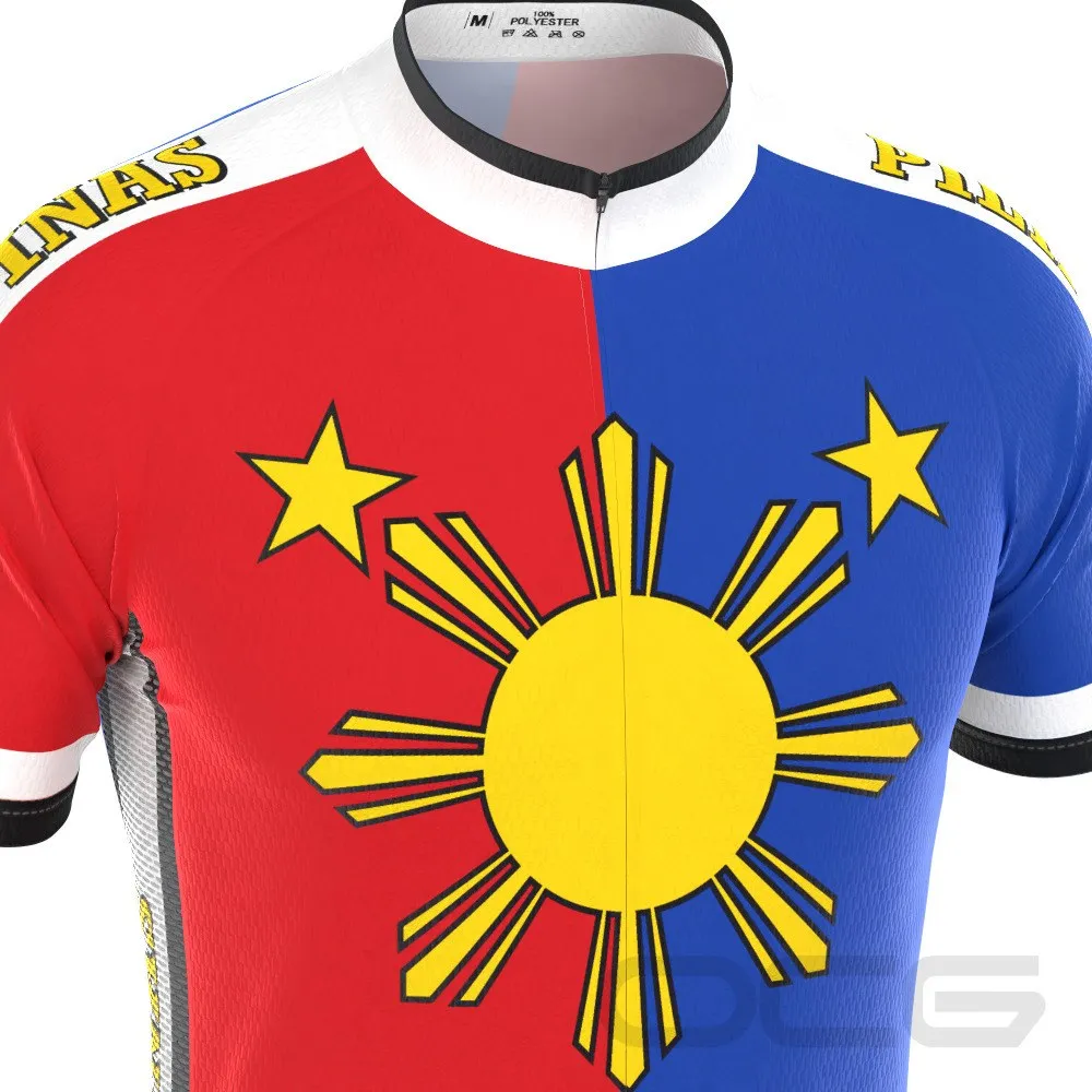Men's Pilipinas Philippines National Flag Short Sleeve Cycling Jersey