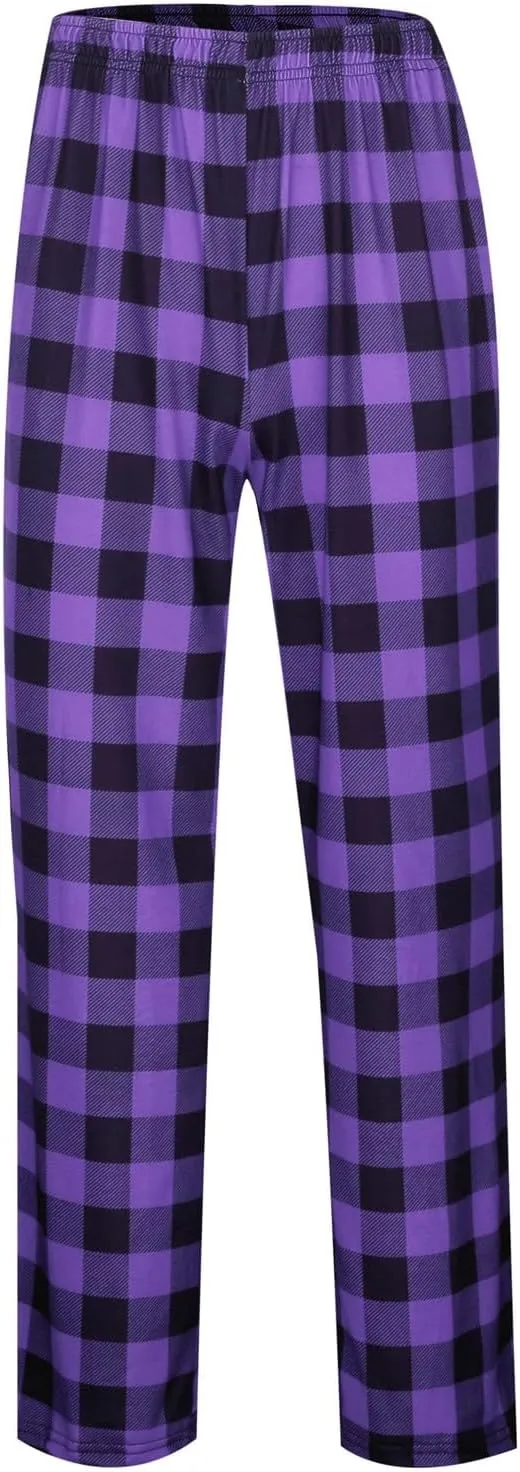Mens Plaid Pajama Pants Lightweight Stretch Waist Sleep & Lounge Pants Baggy Plaid Pjs Bottoms Pajamas Pants Men with Pockets