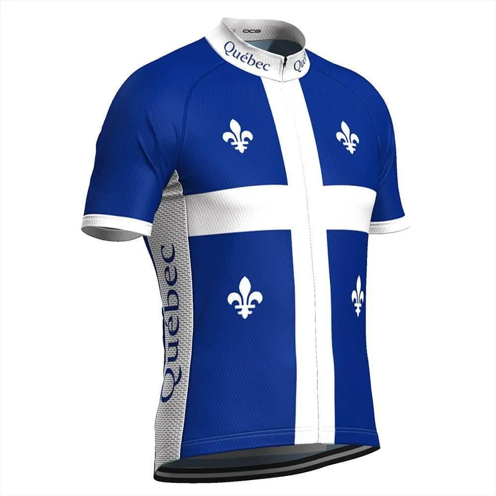 Men's Quebec National Flag Short Sleeve Cycling Jersey