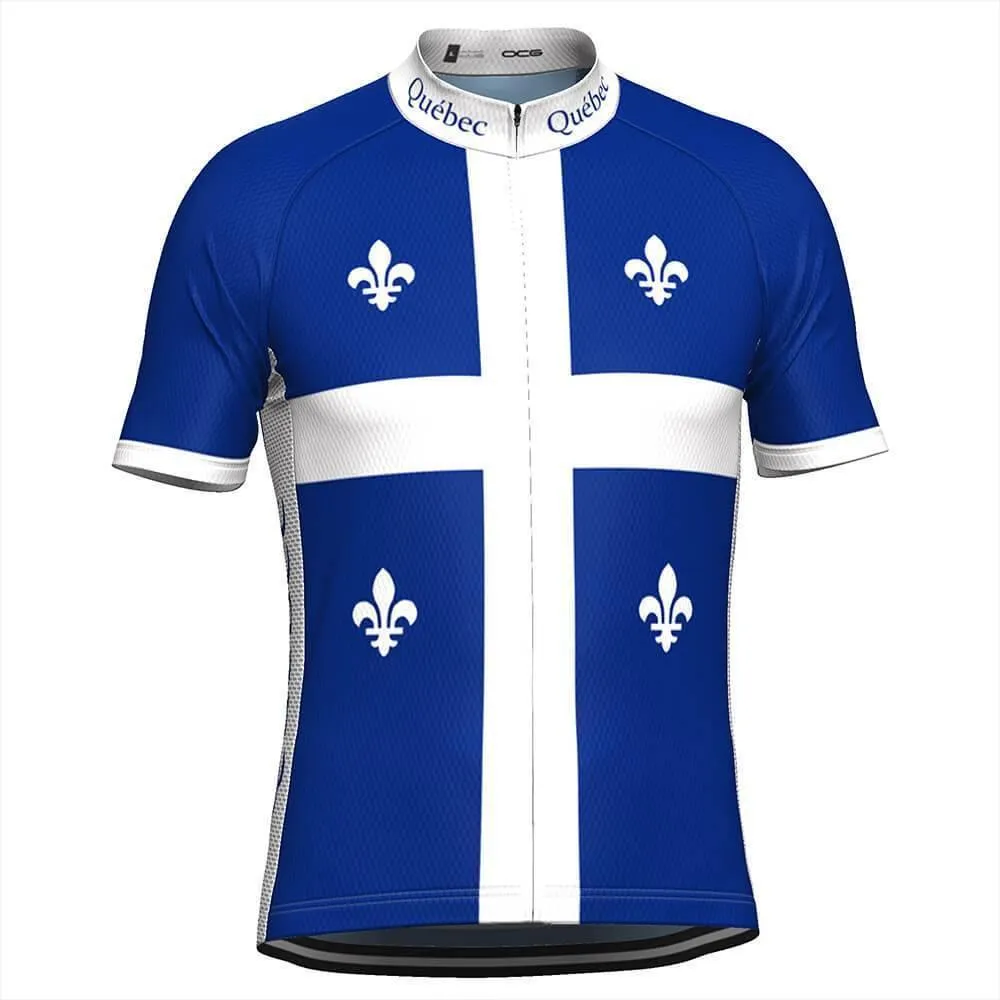 Men's Quebec National Flag Short Sleeve Cycling Jersey
