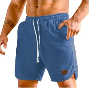 Mens Short Casual Waffle Knit Breathable Summer Beach Shorts Breathable Comfy Lounge Shorts Short Pants