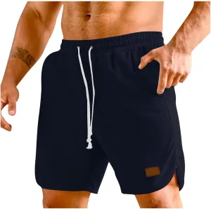 Mens Short Casual Waffle Knit Breathable Summer Beach Shorts Breathable Comfy Lounge Shorts Short Pants