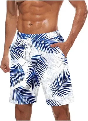 Mens Shorts Cotton Linen Shorts Elastic Waist Casual Cargo Shorts Lightweight Classic Fit Summer Beach Shorts