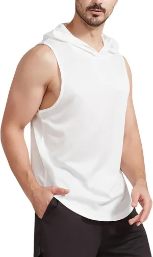 Men's Sleeveless Hoodie Summer Casual Loose Lightweight Pullove Moisture Wicking Athletic Gym Quick Dry Sweatshirt Big&Tall