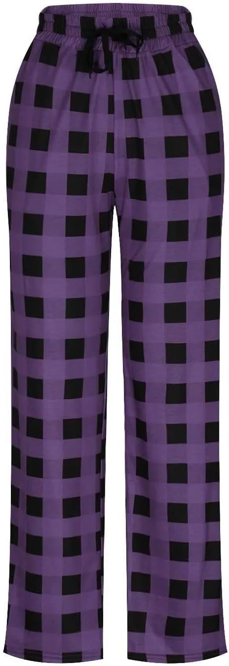 Men's Sweatpants Drawstring Lounge Bottoms Plaid Print Adjustable Pants Workout Lightweight Pajama Pant with Pockets
