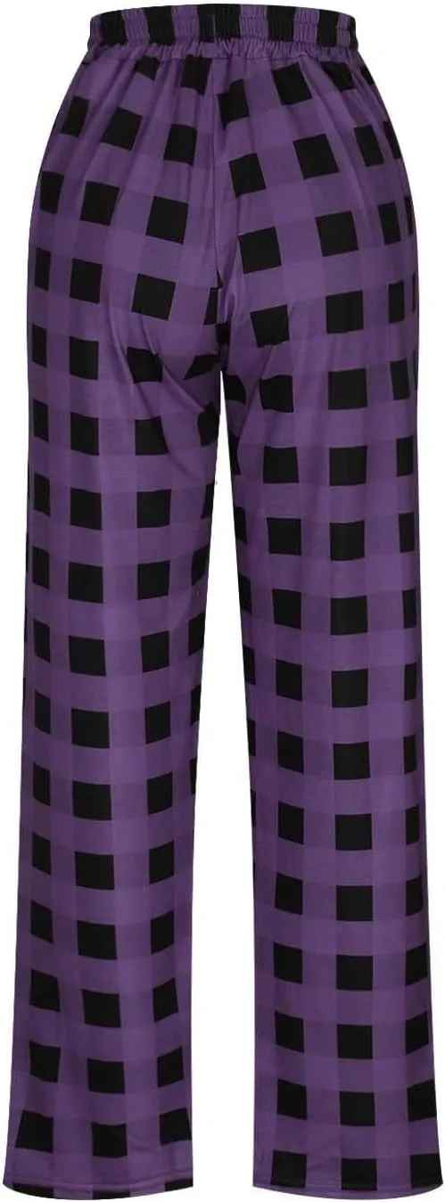 Men's Sweatpants Drawstring Lounge Bottoms Plaid Print Adjustable Pants Workout Lightweight Pajama Pant with Pockets