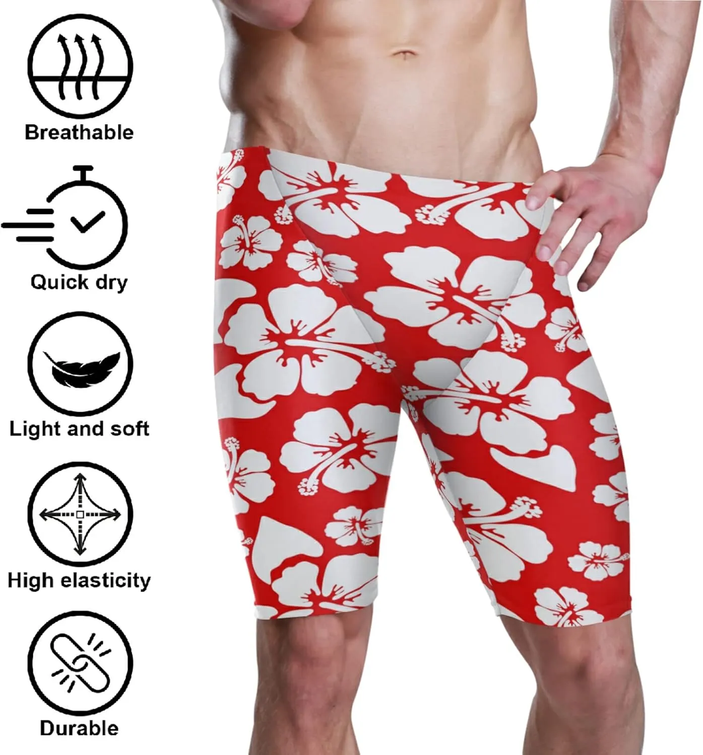 Mens Swim Jammers Printed Quick Dry Athletic Swimsuit