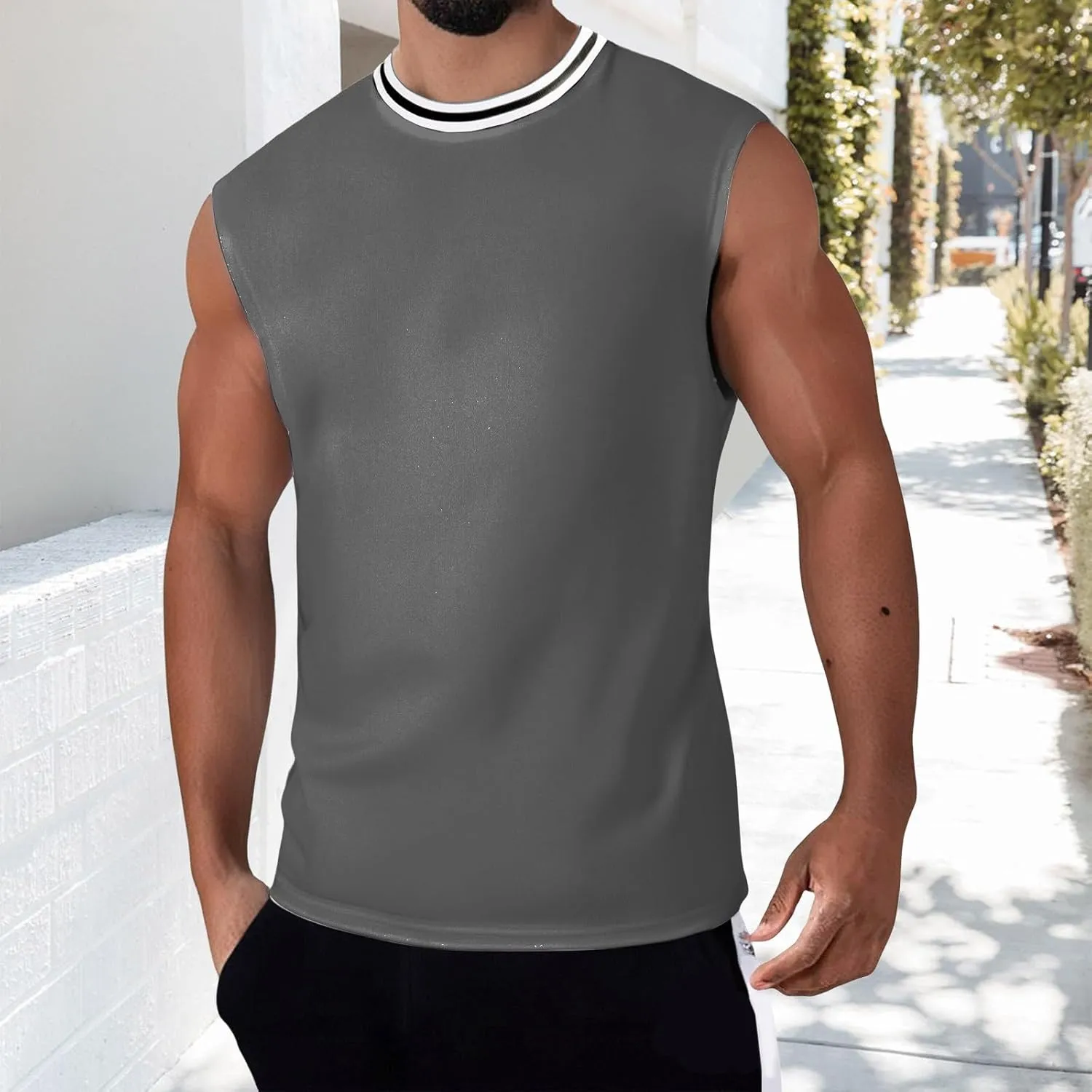Men's Tank Top Casual Sleeveless Gym Muscle Cut Off Shirts Cotton Dry Fit Moisture Wicking Athletic Workout Shirt