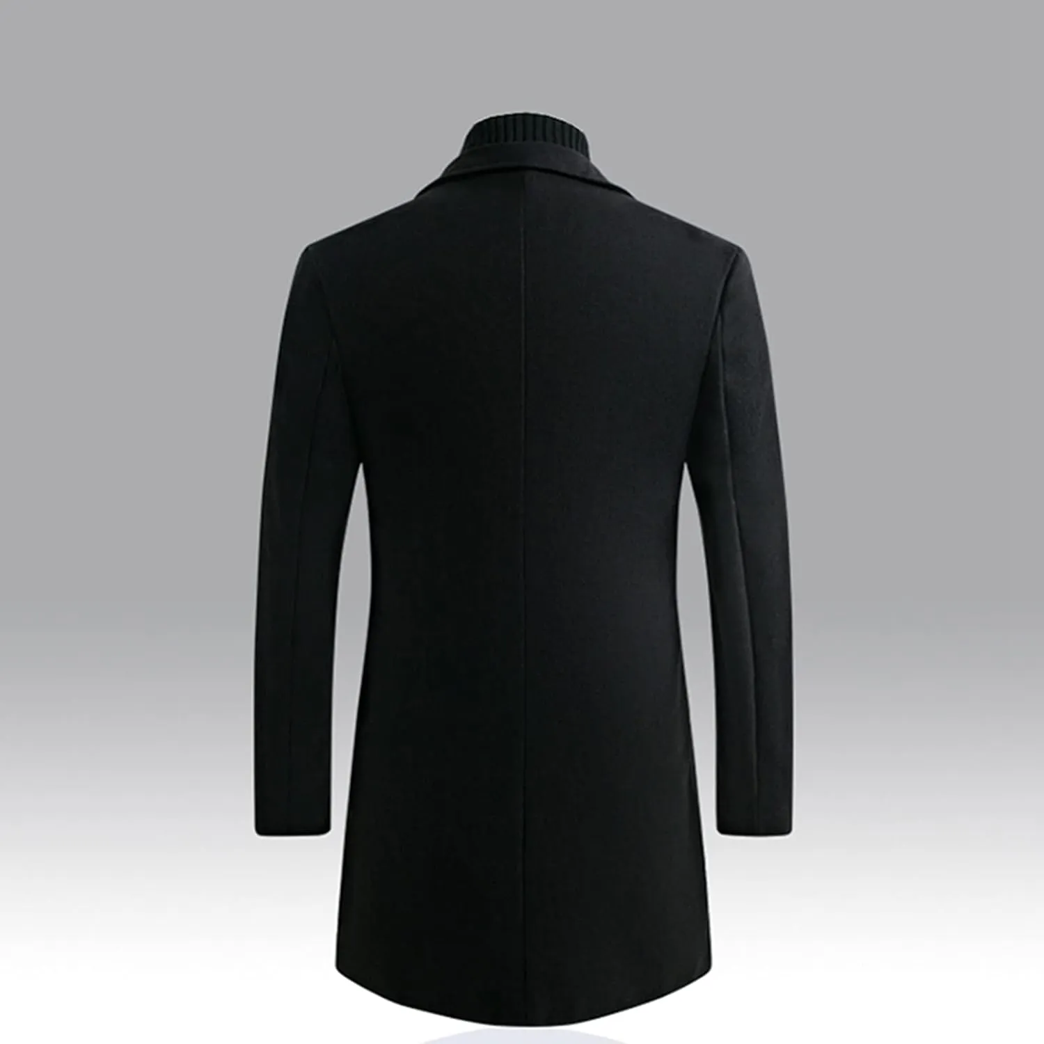 Mens Trench Coats Mid Long Single Breasted Pea Coat Casual Winter Business Casual Slim Fit Wool Jacket Warm Overcoat