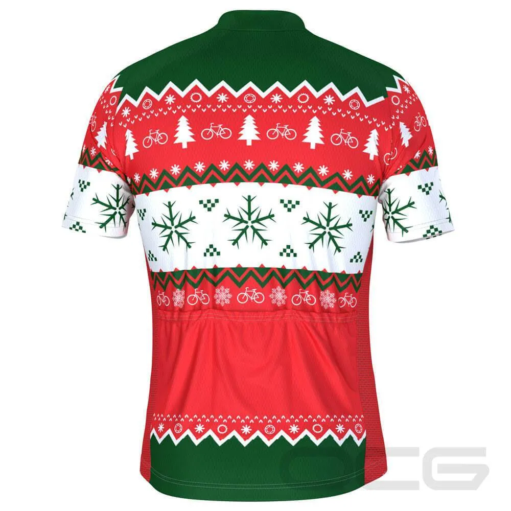 Men's Ugly Christmas Sweater Short Sleeve Cycling Jersey