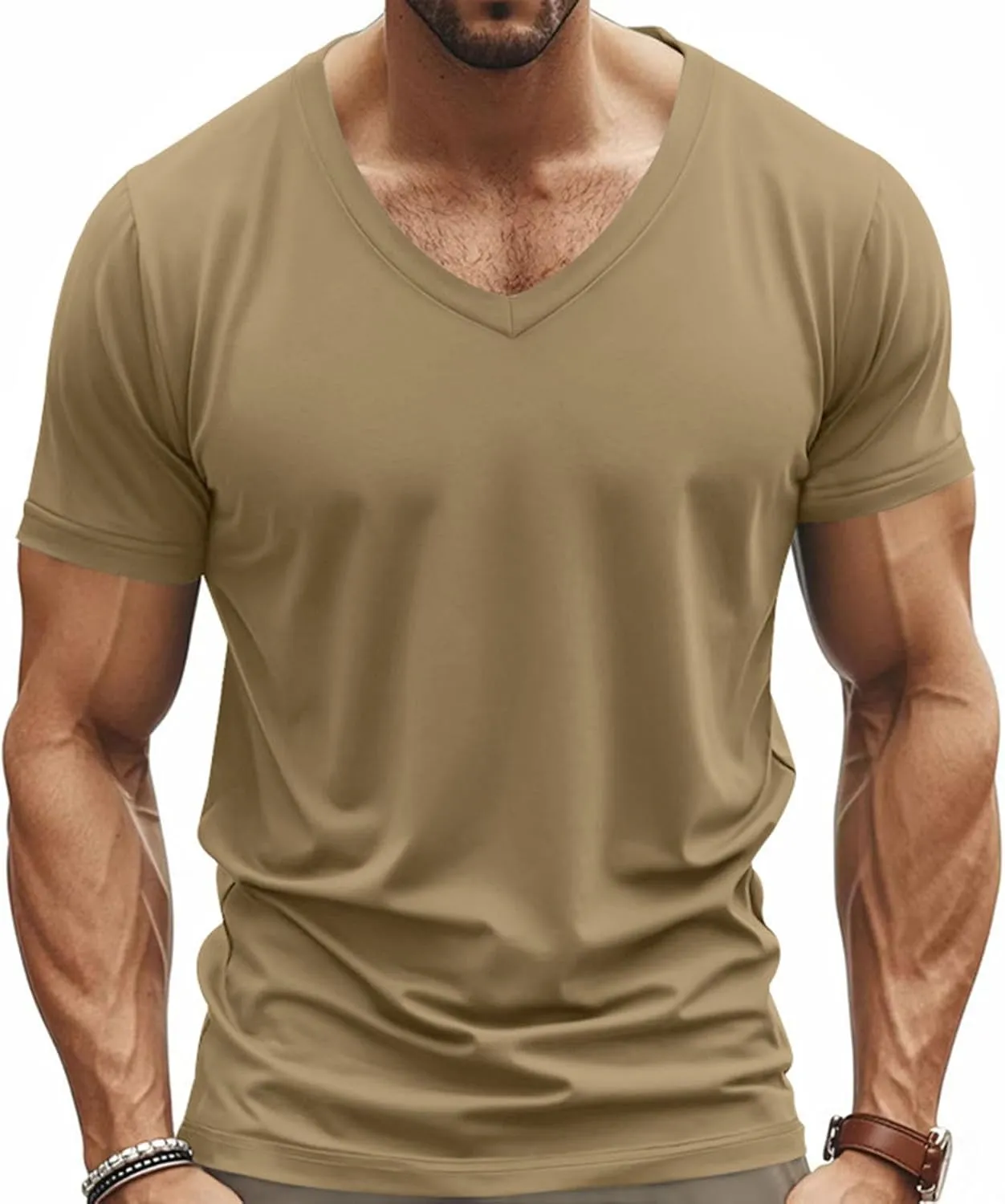 Mens V Neck Muscle Shirts Casual Short Sleeve Gym Athletic T Shirt Fashion Tee Top Sports Workout Bodybuilding Shirts